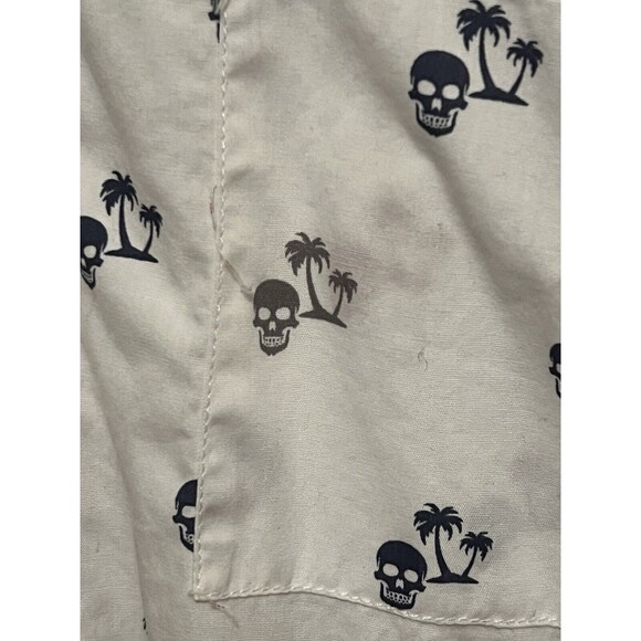 Steve’s Jeans Skulls Palm Trees Halloween White Casual S/S Button-Up Shirt 3X - Picture 4 of 7
